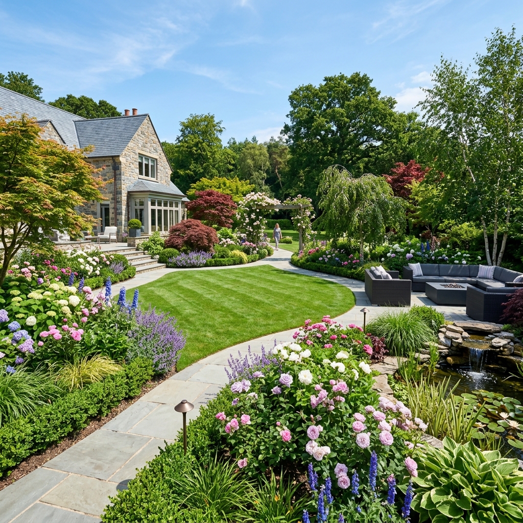 Superbe jardin aménagé par Jardinets Guégan